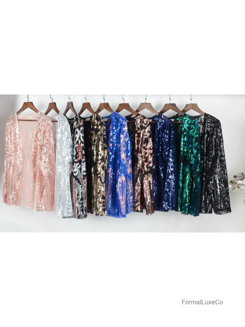 Sparkly Sequin Cardigan Open Front Long Sleeve Party Jacket